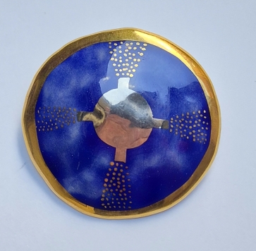 Sagė Centras, kietasis Limožo porcelianas, auksavimas, kobaltas, h 4,9x5,1x0,5 cm, 1/1