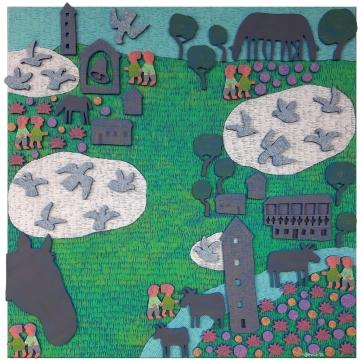 Sakartvelas, 2023, drobė, medis, akrilas, 90x90 cm