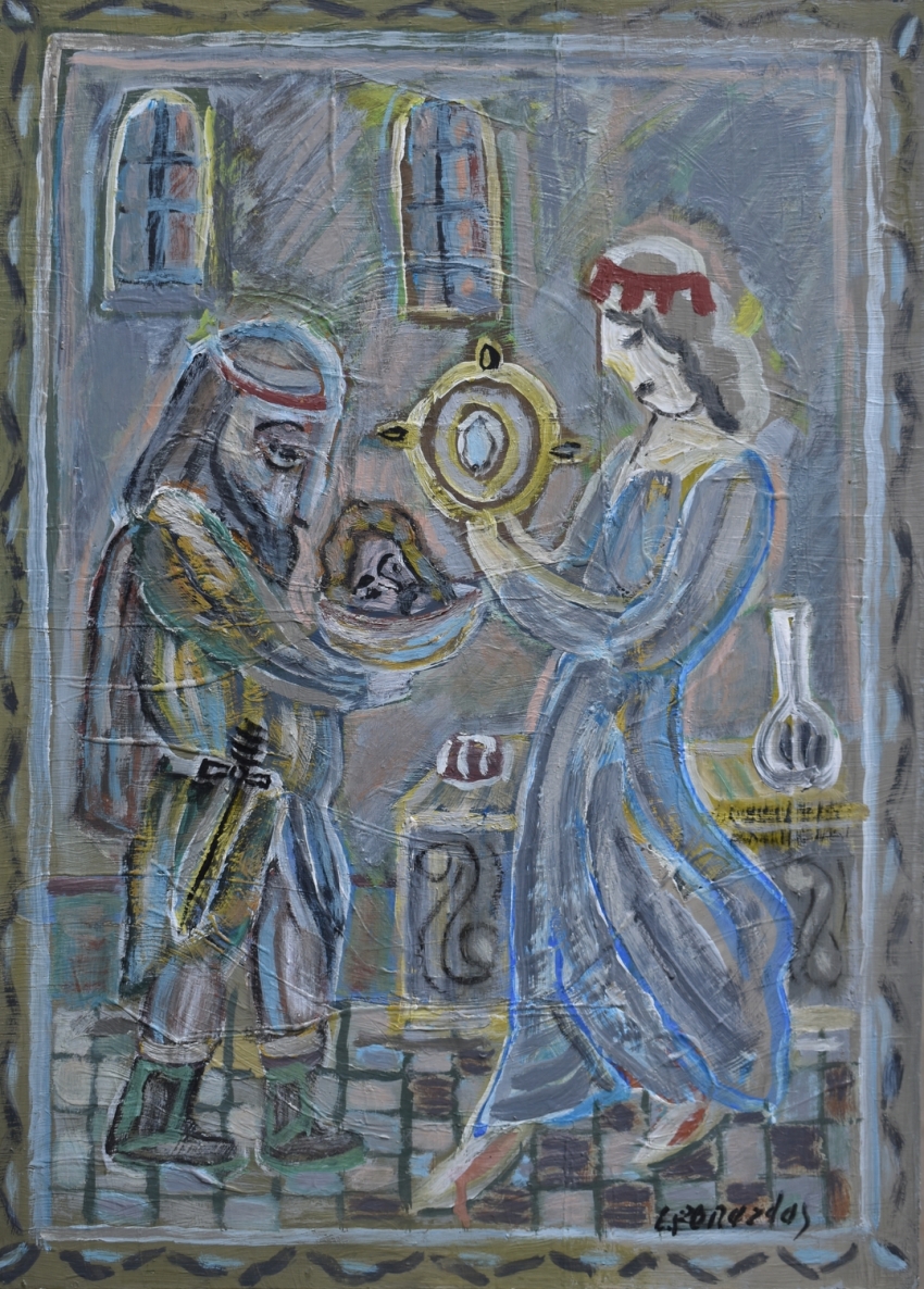 Salome, 2021, cardboard, oil, 49,3x35,5 cm