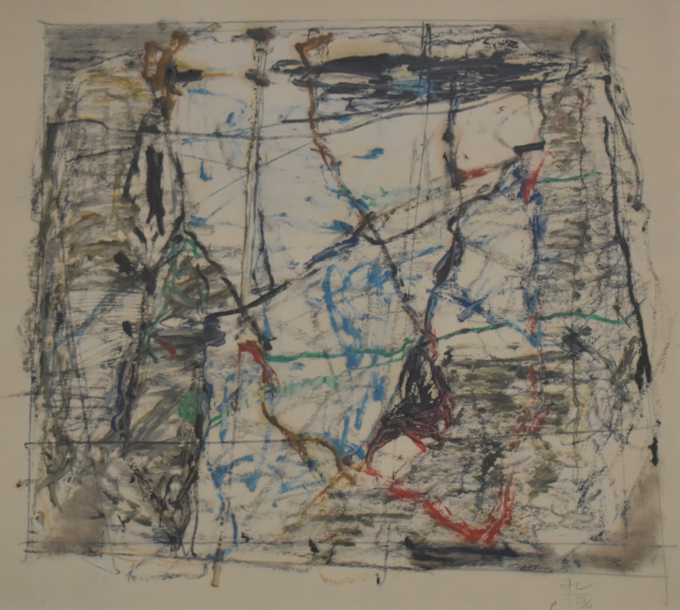 Sans Titre, 1996, paper, mixed media, 36x40 cm, frame 55x58 cm