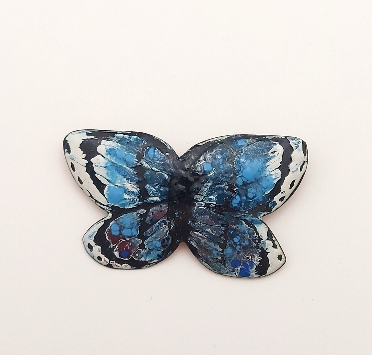 Brooch Butterfly, copper, enamel, metal, 4x6.5 cm, 1/1
