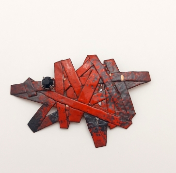 Brooch, with crystal, copper, enamel, glass, 7x11 cm, 1/1