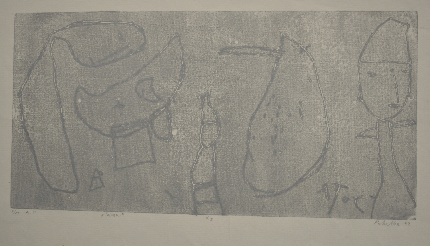 Šeima, 1992, autorinė technika, 18x34cm