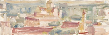 Sentimentalusis Vilnius nuo Bekešo kalno, 2021, drobė, aliejus, 20x60cm