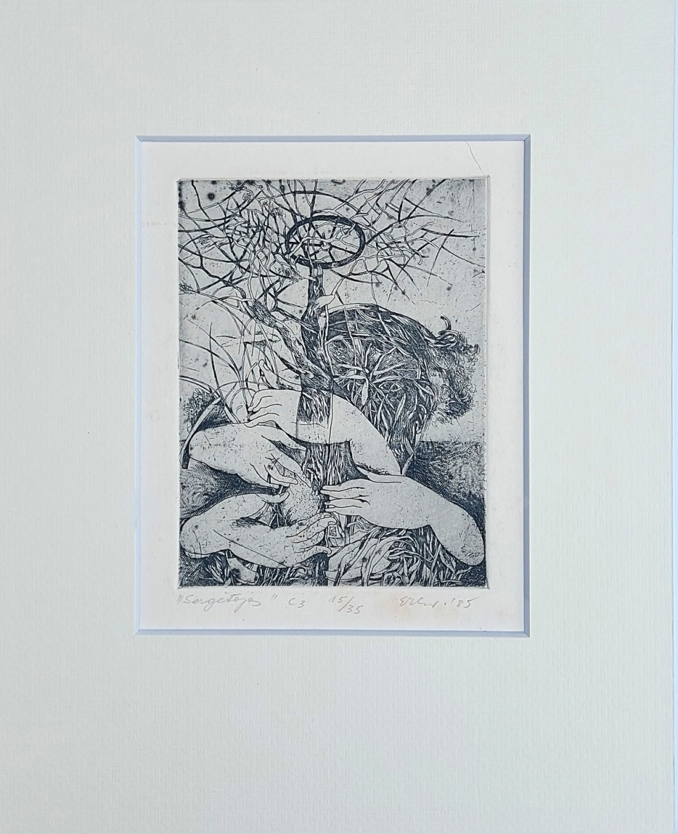 The Guardian, 1985, etching, 13x10 cm, 15/35, mounted 25x20 cm