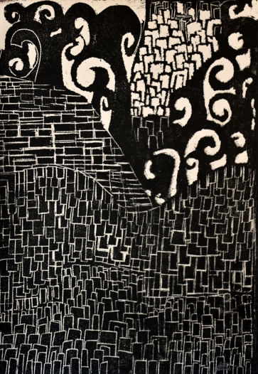 Šerkšnas Žaliakalnyje, 2025, lino raižinys, 100x70 cm, 1/1