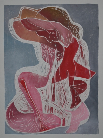 Šokti, 2017, lino raižinys, 80x57 cm