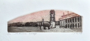 Miracle in the Square, 2017, etching, 7x20, 19/50