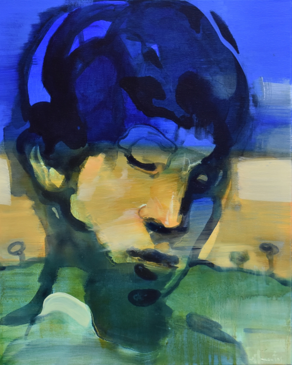 Sukauptos mintys. Besileidžianti saulė. Mano vaikystės pieva, 2021 drobė, aliejus , akrilas, 50x40 cm 