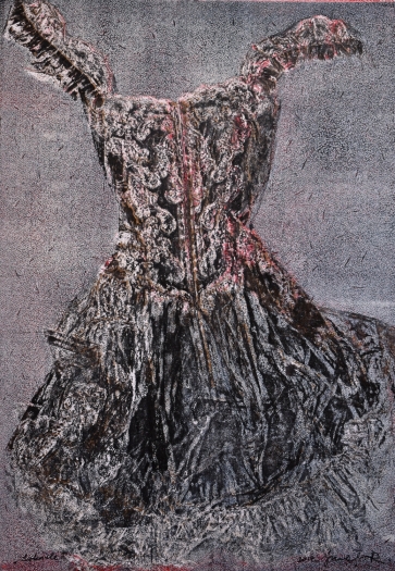 Suknelė, 2014, lino raižinys, 100x70 cm