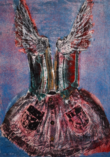 Dress, 2014, linen carving, 100x70 cm