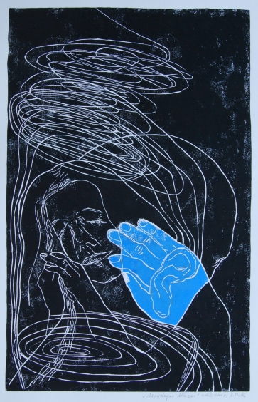 Sūkuringas bliuzas, 2022, lino raižinys, 77x48cm, 1/1