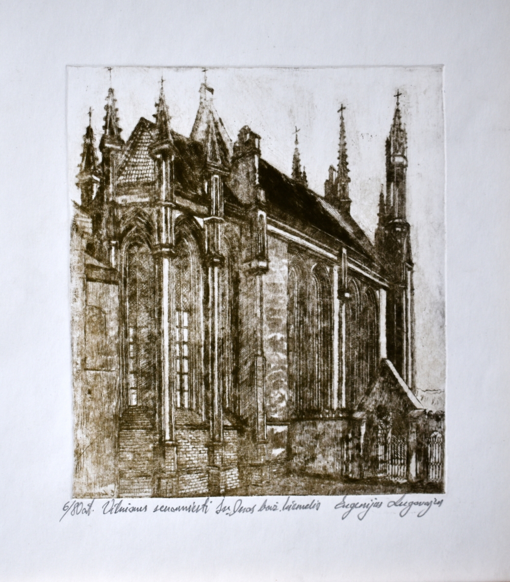 Šv. Onos bažnyčios kiemelis, ofortas, 23x21 cm