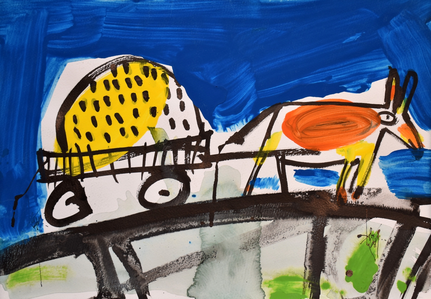 Tiltas, 2020, popierius, akrilas, guašas, tušas, 34x49 cm