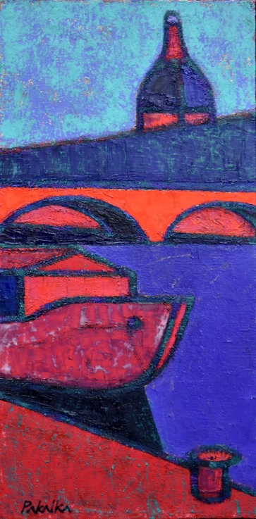 Tiltas per Rhoną. Lionas, 2015, aliejus, drobė, 70x35cm