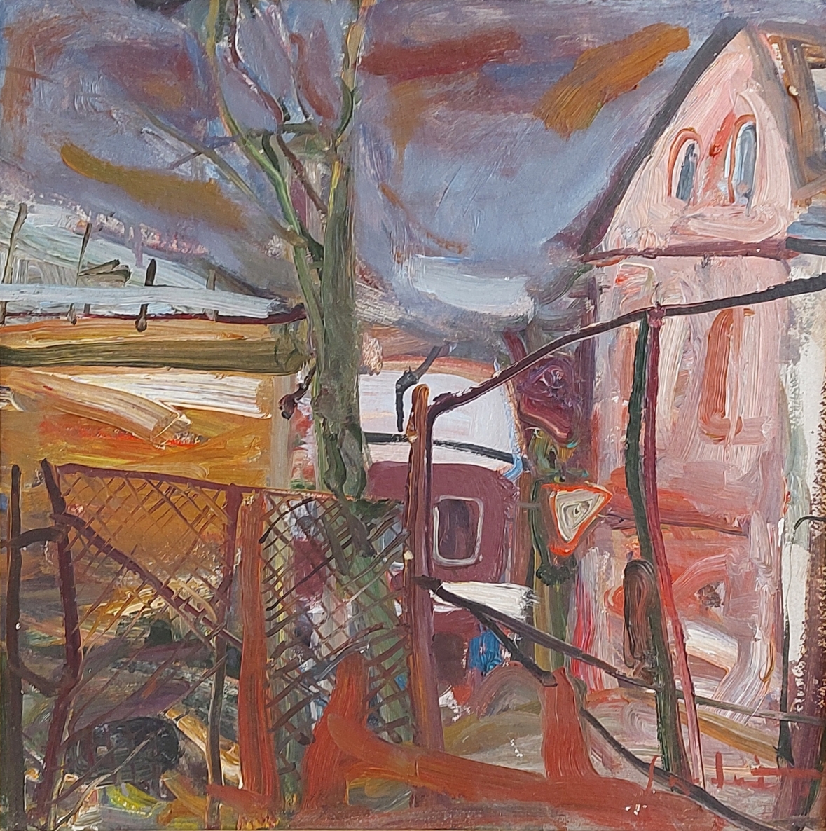 Tvora, 1989, kartonas, aliejus, 50x50 cm 