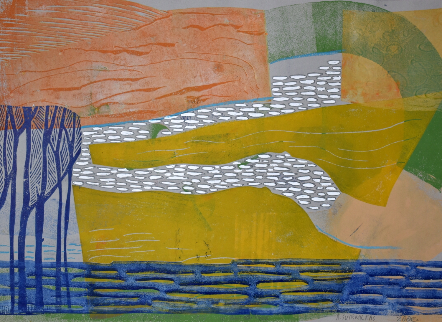 Quietly Coming Evening, 2006, paper, linocut, 48x67 cm, 1/