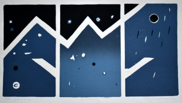 Tylos klausymasis II, 1991, lino raižinys,  24x46 cm