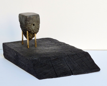 UFO, 2026, bronze, burnt oak, h 16.5x29x19 cm, 1/1