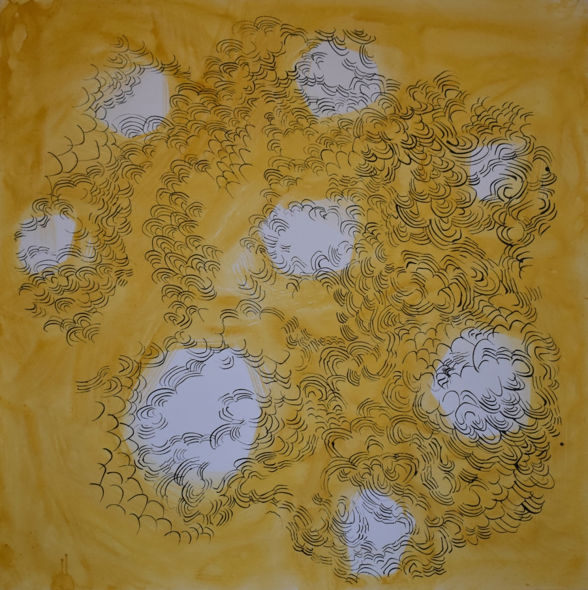 Vėjas iš rytų, 2022, drobė, akrilas, tušas, plunksna, 100x100 cm 