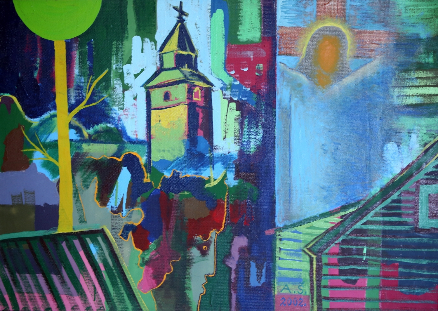 Veliuonos peizažas, 2002, kartonas, aliejus, 59x84 cm