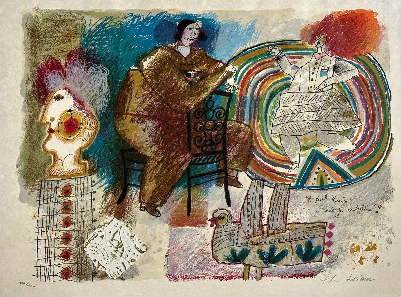 Towards what world am I leading, 20th century, paper, lithography, 57 x77 cm,  144/150