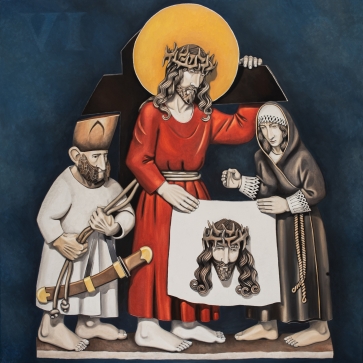 VI. Veronika nušluosto Viešpačiui Jėzui veidą, 2021-2022, drobė, aliejus, 100x100cm