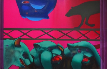 Wolf over the City, 2018, oil on canvas, 110 x 170 cm