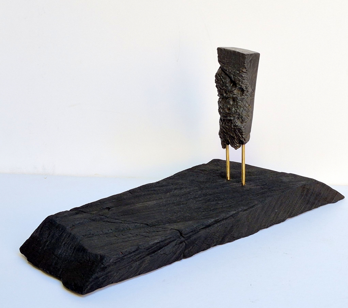 Lonely, 2026, bronze, burnt oak, h 16x39x12.5 cm, 1/1