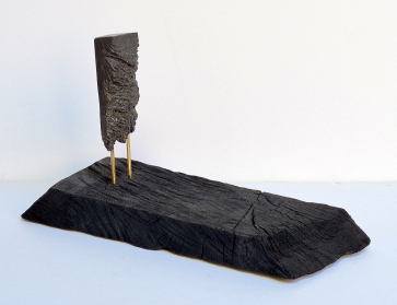 Lonely, 2026, bronze, burnt oak, h 16x39x12.5 cm, 1/1