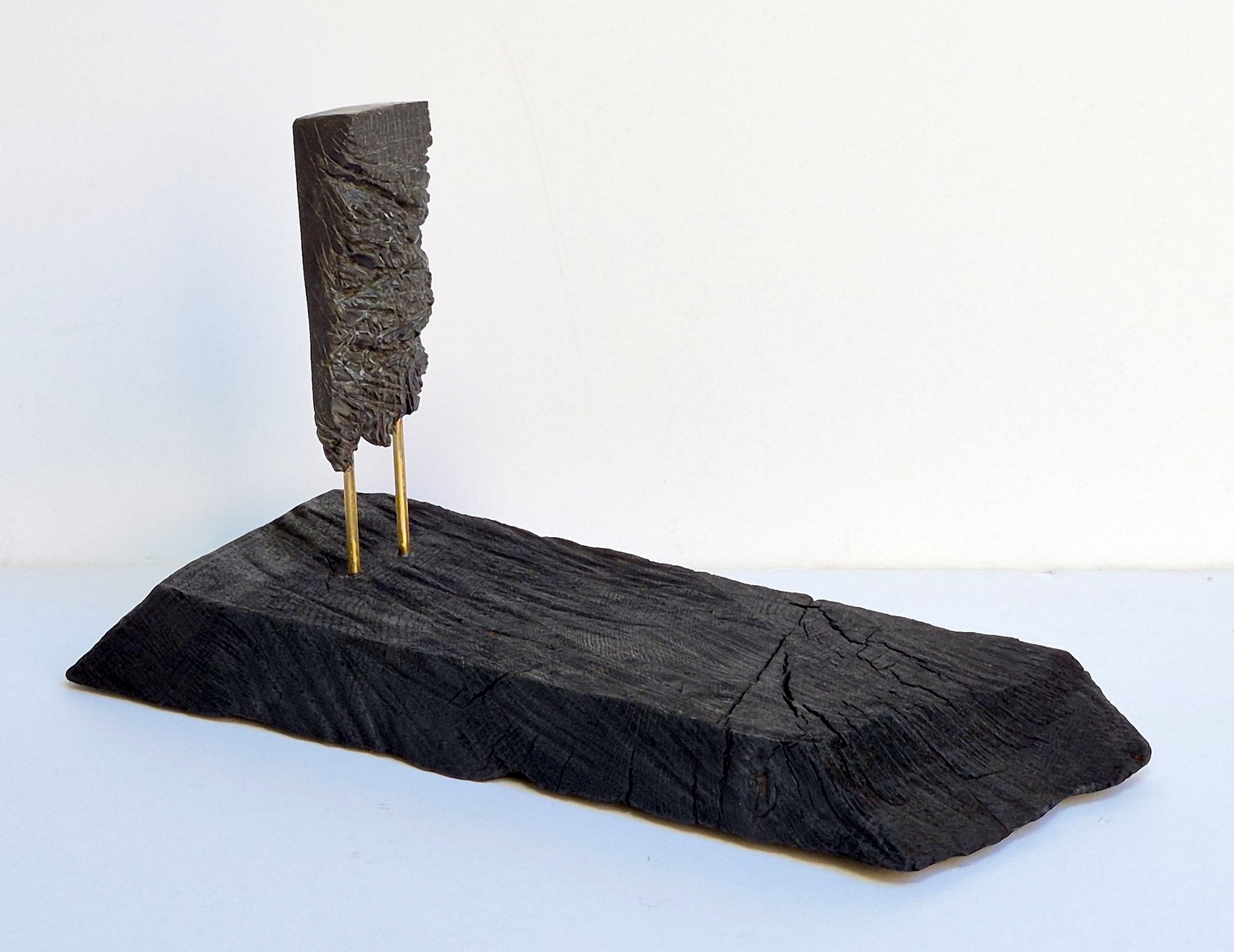 Lonely, 2026, bronze, burnt oak, h 16x39x12.5 cm, 1/1
