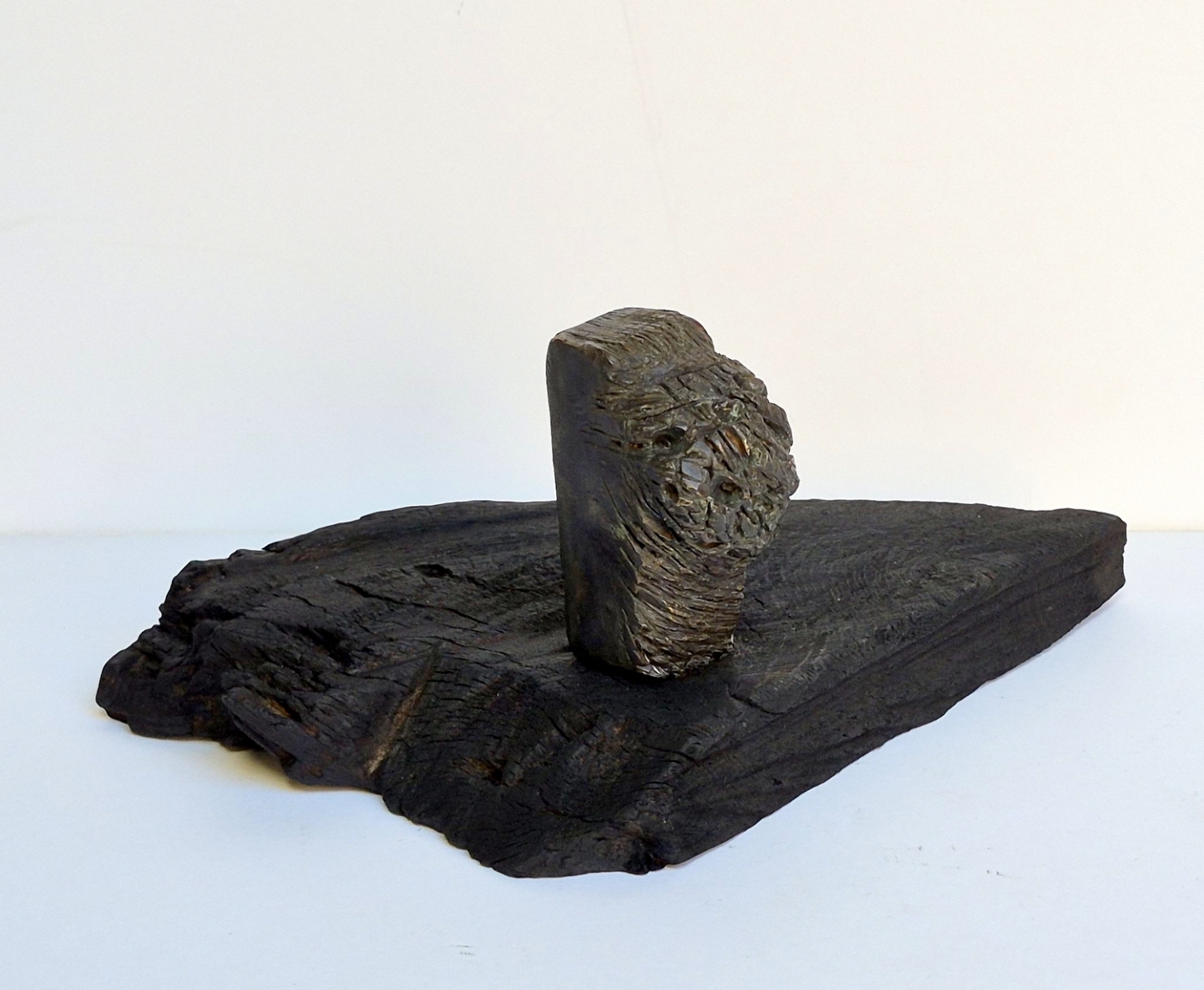 Monk, 2026, bronze, burnt oak, h 12x23x18 cm, 1/1