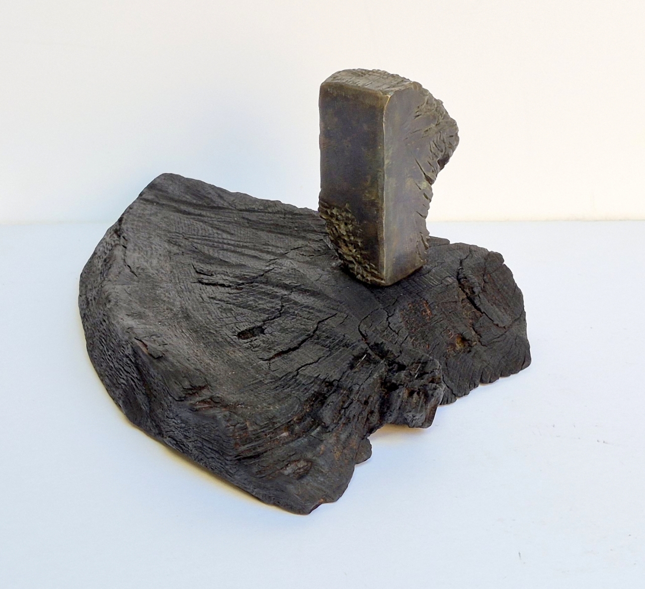Monk, 2026, bronze, burnt oak, h 12x23x18 cm, 1/1