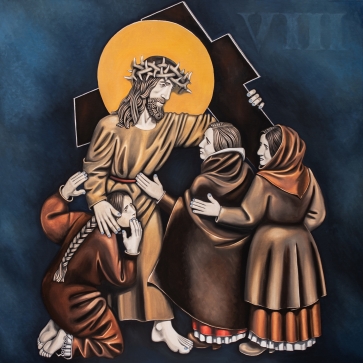VIII. Viešpats Jėzus ramina verkiančias moteris, 2021-2022, drobė, aliejus, 100x100cm