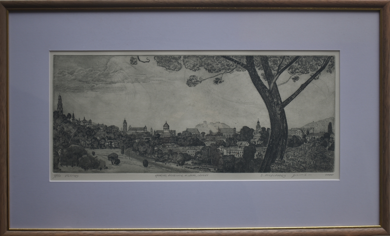 Vilnius, 2000, etching, 20x46cm, frame 38x62cm