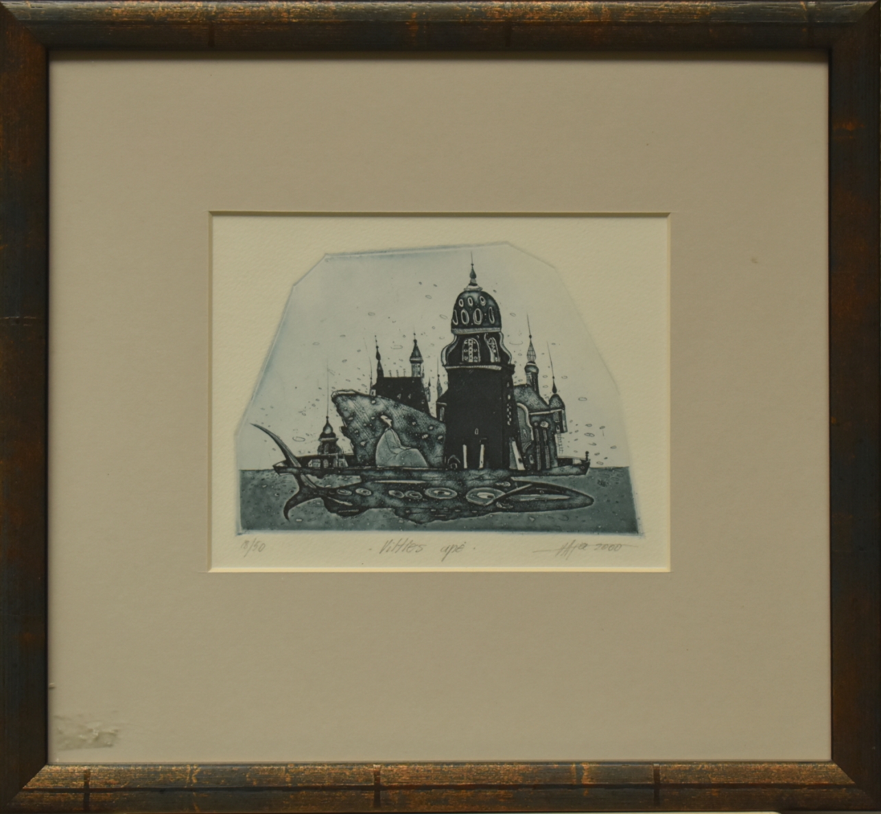 Vilties upė, 2000, ofortas, akvatinta, 10x14cm, rėmelis 28x30cm