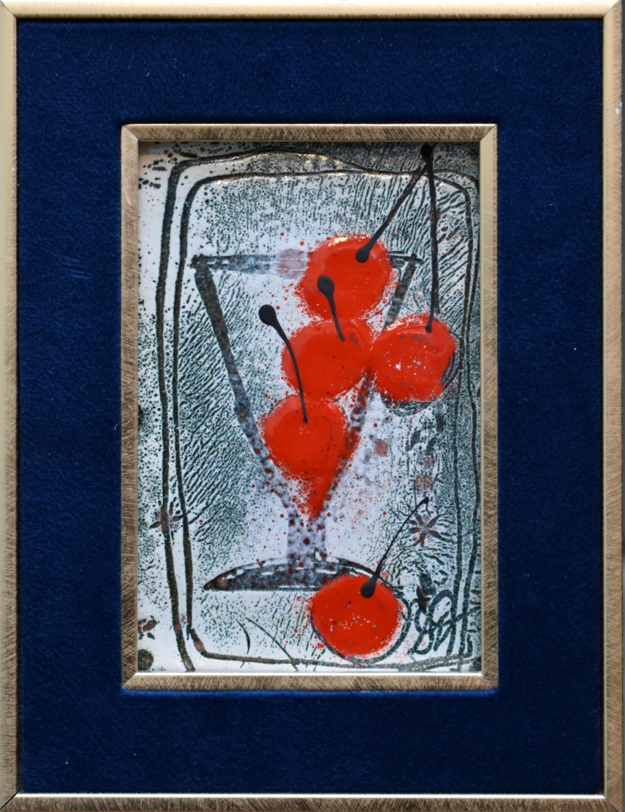 Cherries in a Cup, 2023, copper, enamel, 21x16 cm, 1/1