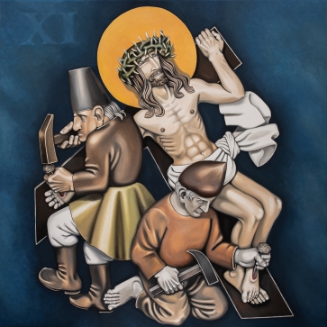 XI. Viešpatį Jėzų kala prie kryžiaus, 2021-2022, drobė, aliejus, 100x100cm