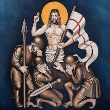 XV. Viešpats Jėzus prisikelia iš numirusiųjų, 2021-2022, drobė, aliejus, 100x100cm