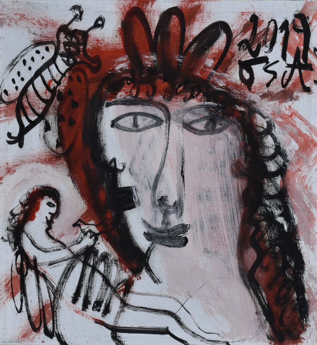 Žaidžiantis angelas, 2019, drobė, aliejus, 38,5x35,5 cm