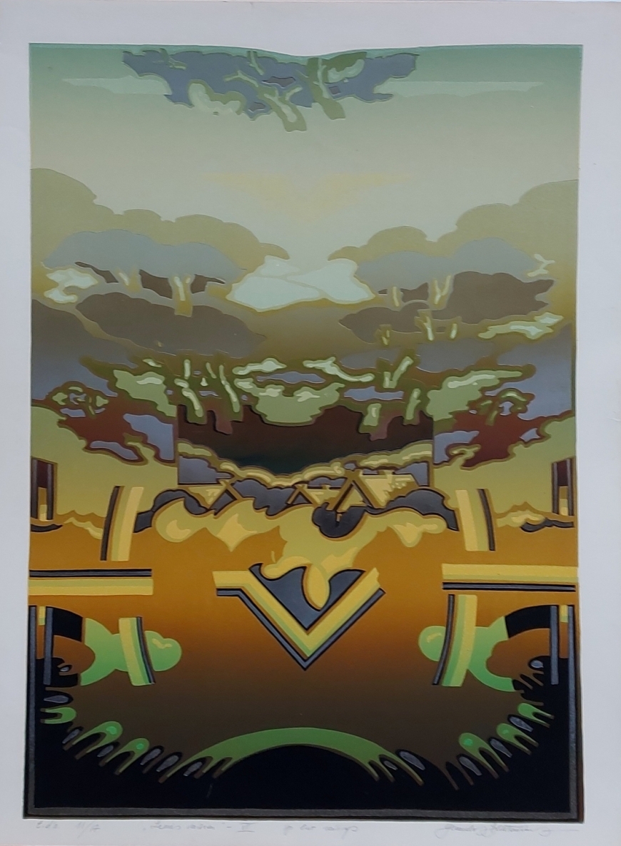 Žemės vaisiai VI, 1985, popierius, spalvotas lino raižinys, 56,5x40 cm, 11/17