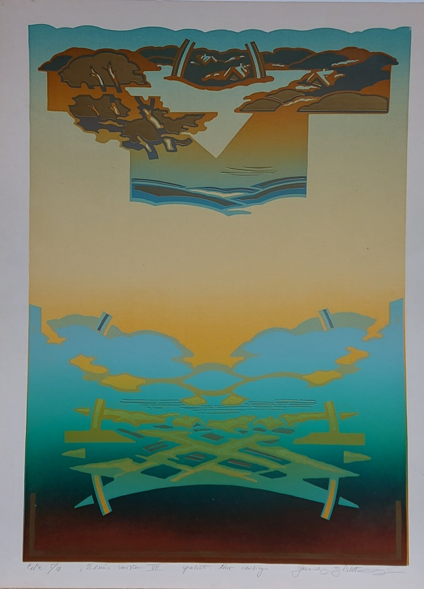 Žemės vaisiai VII, 1985, popierius, spalvotas lino raižinys, 56,5x40 cm, 5/18