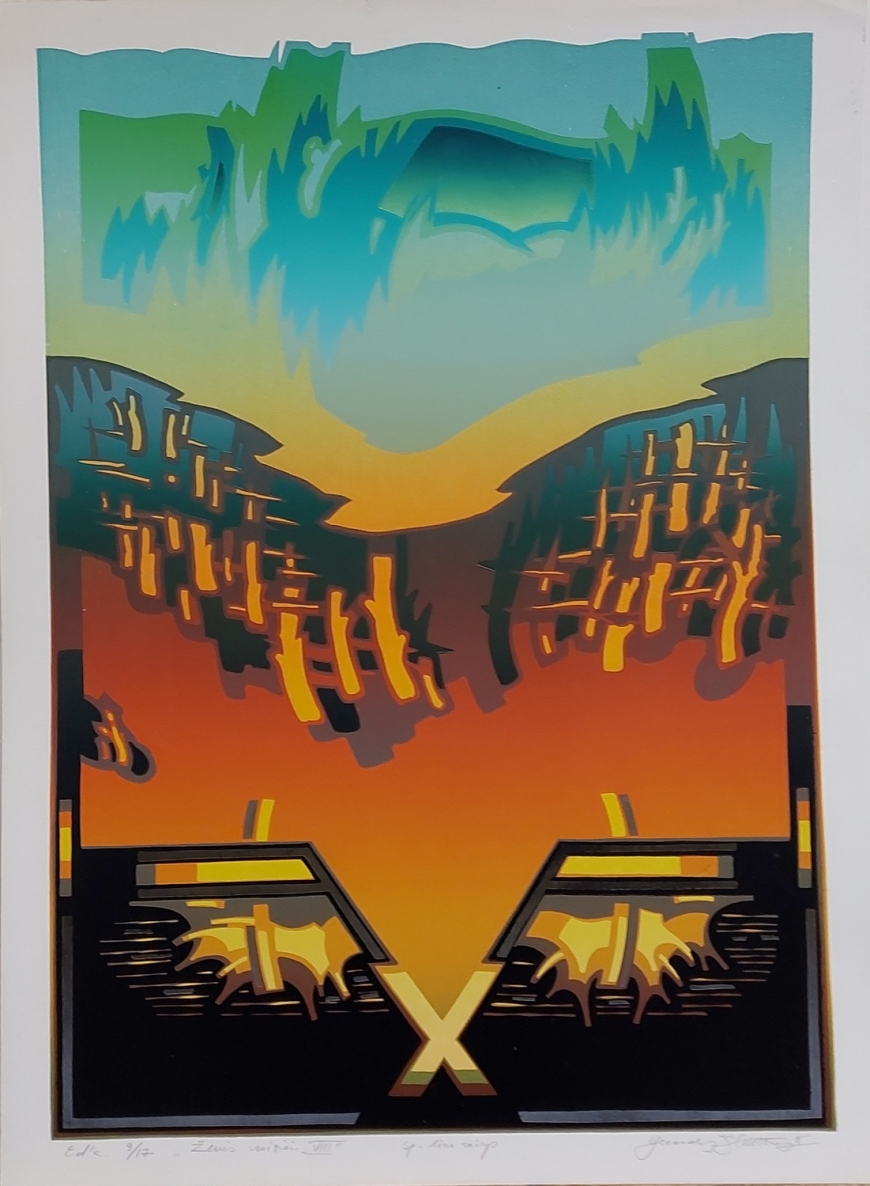 Žemės vaisiai VIII, 1985, popierius, spalvotas lino raižinys, 56,5x40 cm, 9/17