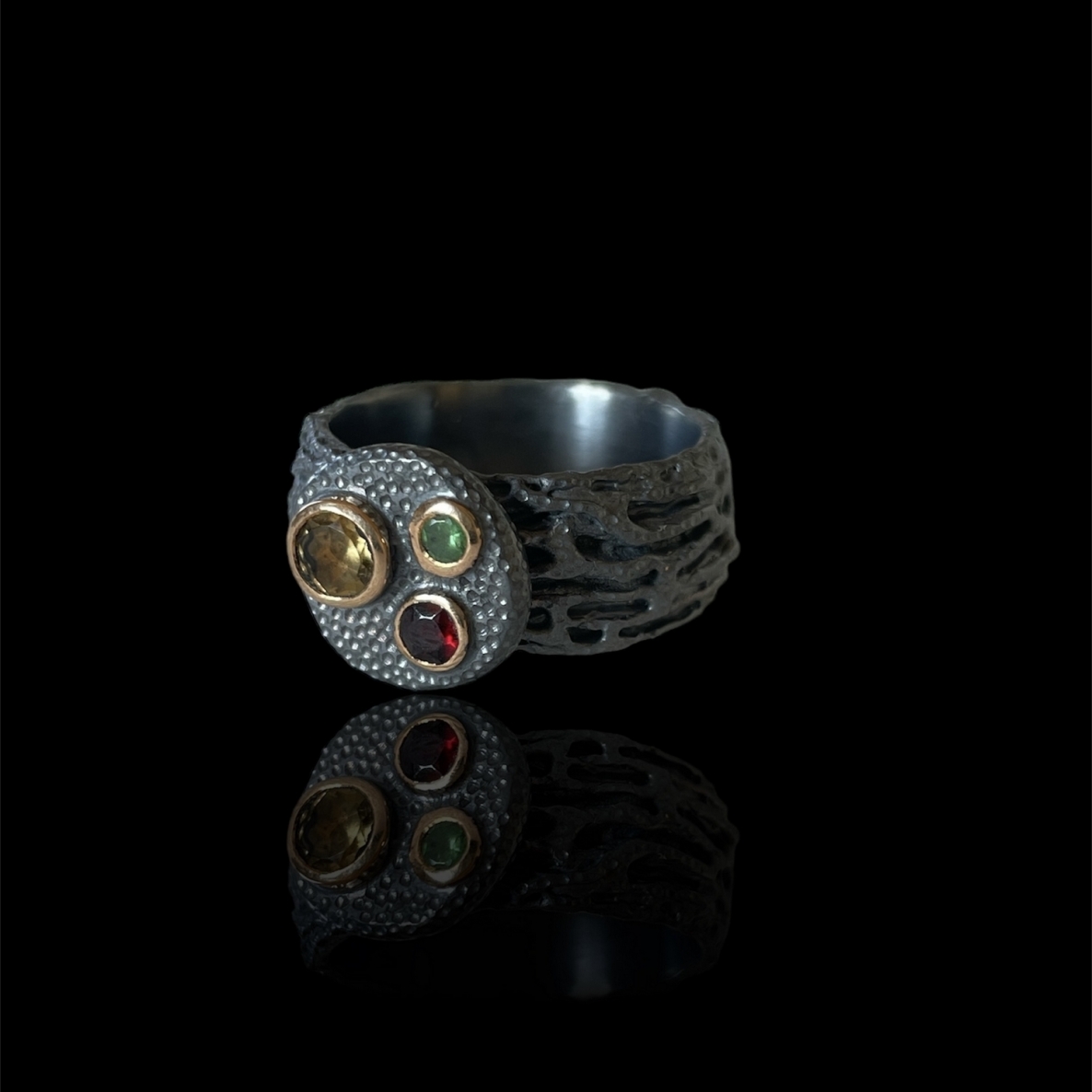 Ring, Ag 925, 13.39 g, garnet, citrine