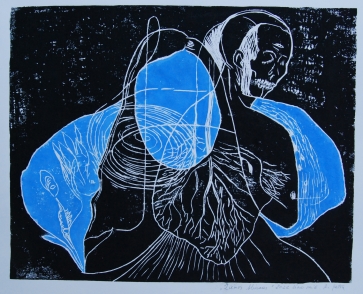 Žiemos bliuzas, 2022, lino raižinys,  51x62cm, 1/1