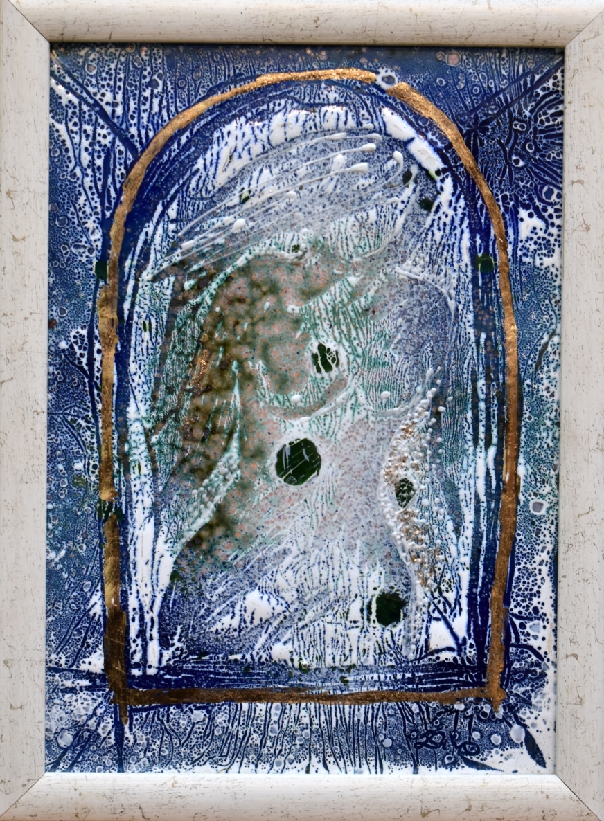 Winter Morning at the Window, copper, enamel, 39x25 cm, 1/1