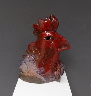 Žmogus - paukštis, 2021, keramika, glazūra,  h 31x25x15 cm, 1/1