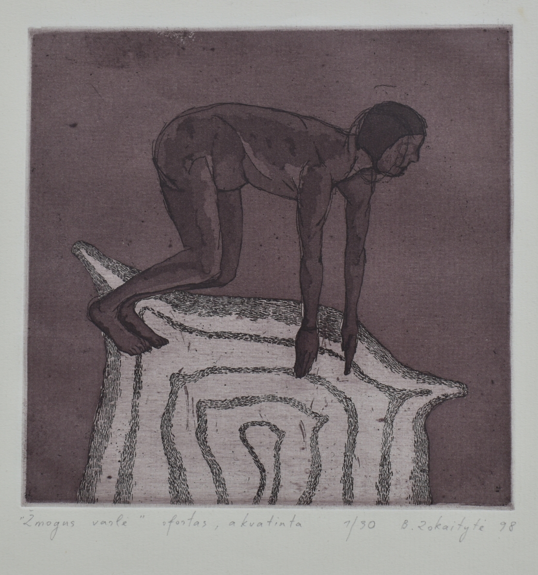 Žmogus varlė, 1998, ofortas, akvatinta, 16x16 cm(įrėmintas)