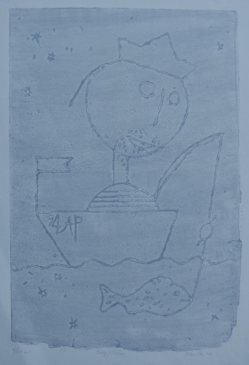 Žvejys, 1994, autorinė technika, 46x30cm